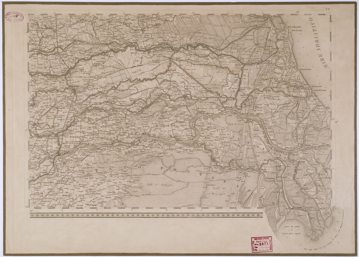 (N:6647) CARTA TOPOGRAFICA DEL REGNO LOMBARDO VENETO - Foglio F. 6 (B0000886) Carte e stampe antiche: riproduzione a colori su carta (formato A1)