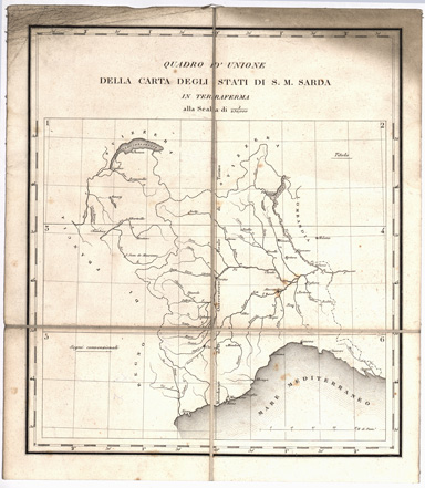 (N:1400) CARTA DEGLI STATI DI SUA MAESTA' SARDA IN TERRAFERMA... - Quadro d'Unione (B0004473) Carte e stampe antiche: riproduzione a colori su carta (formato A1)