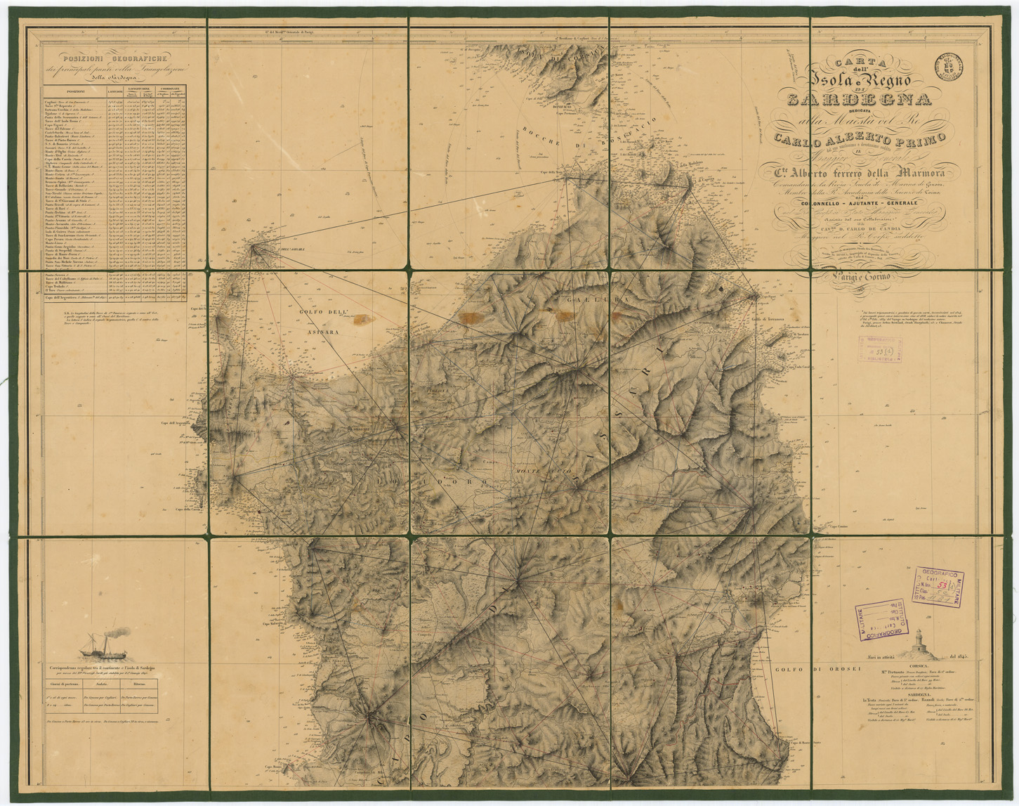 (N:2708) CARTE DELL'ISOLA E REGNO DI SARDEGNA - Foglio Nord (B0004720) Carte e stampe antiche: riproduzione a colori su carta (formato A1)