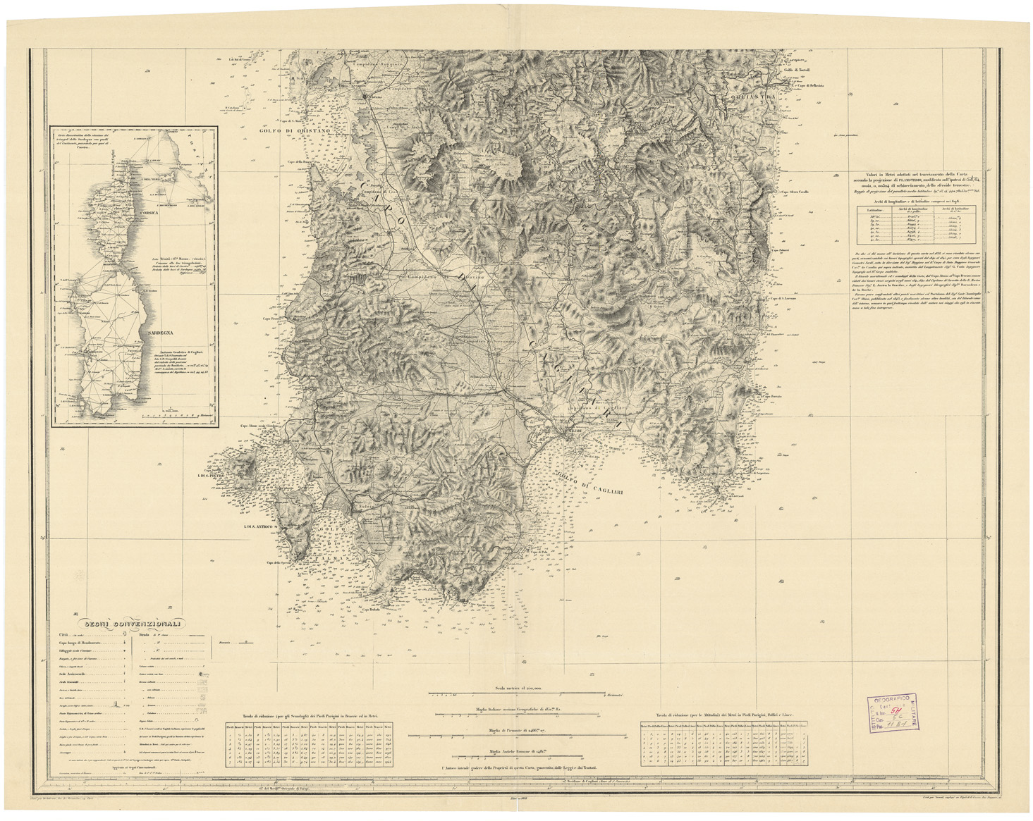 (N:2720) CARTA DELL'ISOLA E REGNO DI SARDEGNA - Foglio Sud (B0004730) Carte e stampe antiche: riproduzione a colori su carta (formato A1)