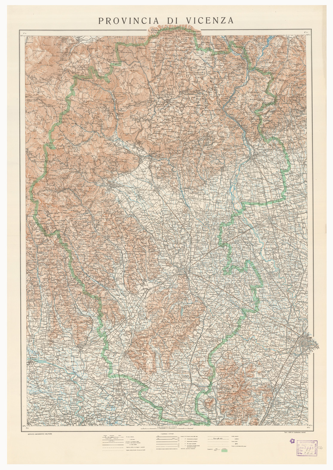 (N:14514) PROVINCIA DI VICENZA (B0005549) Carte e stampe antiche: riproduzione a colori su carta (formato A1)