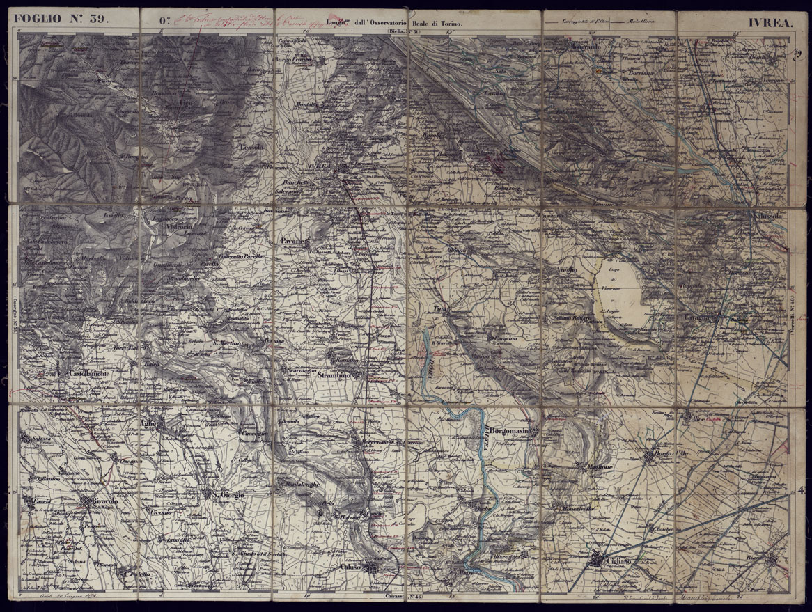 (N:23308) CARTA TOPOGRAFICA DEGLI STATI IN TERRAFERMA DI S.M. IL RE DI SARDEGNA ALLA SCALA DI 1 A 50.000 OPERA DEL CORPO REALE DELLO STATO MAGGIORE - FOGLIO N39 IVREA (CA001239) Carte e stampe antiche: riproduzione a colori su carta (formato A1)