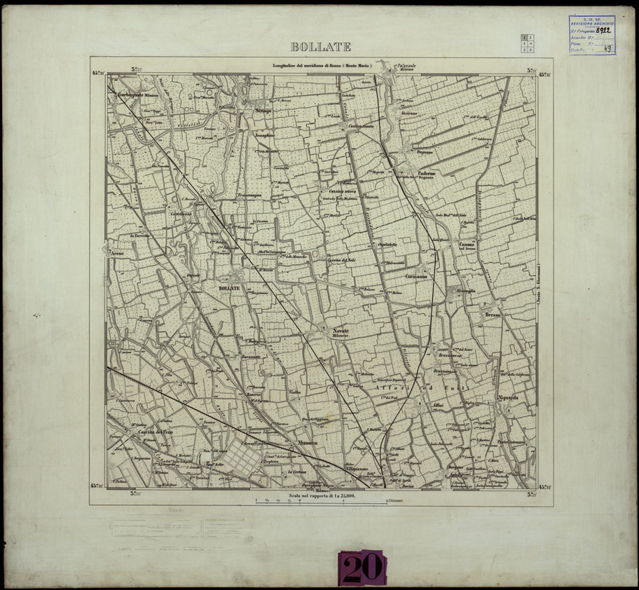 (N:24429) DINTORNI DI MILANO STAMPE A 3 COLORI SEPARATI SU CARTONCINO RIGIDO - BOLLATE (CA004181) Carte e stampe antiche: riproduzione a colori su carta (formato A1)