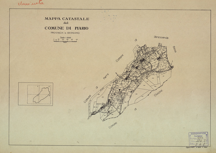 (N:12205) MAPPE CATASTALI D'ITALIA - PROVINCIA DI BERGAMO - COMUNE DI PIARIO (B0003504) Carte e stampe antiche: riproduzione digitale a 300 DPI