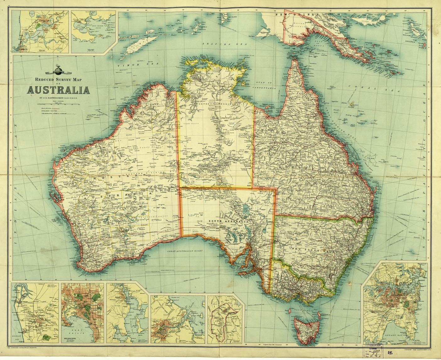 (N:16748) AUSTRALIA - REDUCED SURVEY MAP OF AUSTRALIA (B0013916) Carte e stampe antiche: riproduzione digitale a 300 DPI