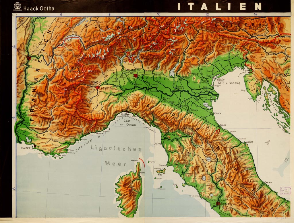 (N:10889) ITALIEN - CARTA FISICA - Foglio 1 (B0008334, B0008335, B8334-35) Carte e stampe antiche: riproduzione digitale a 300 DPI