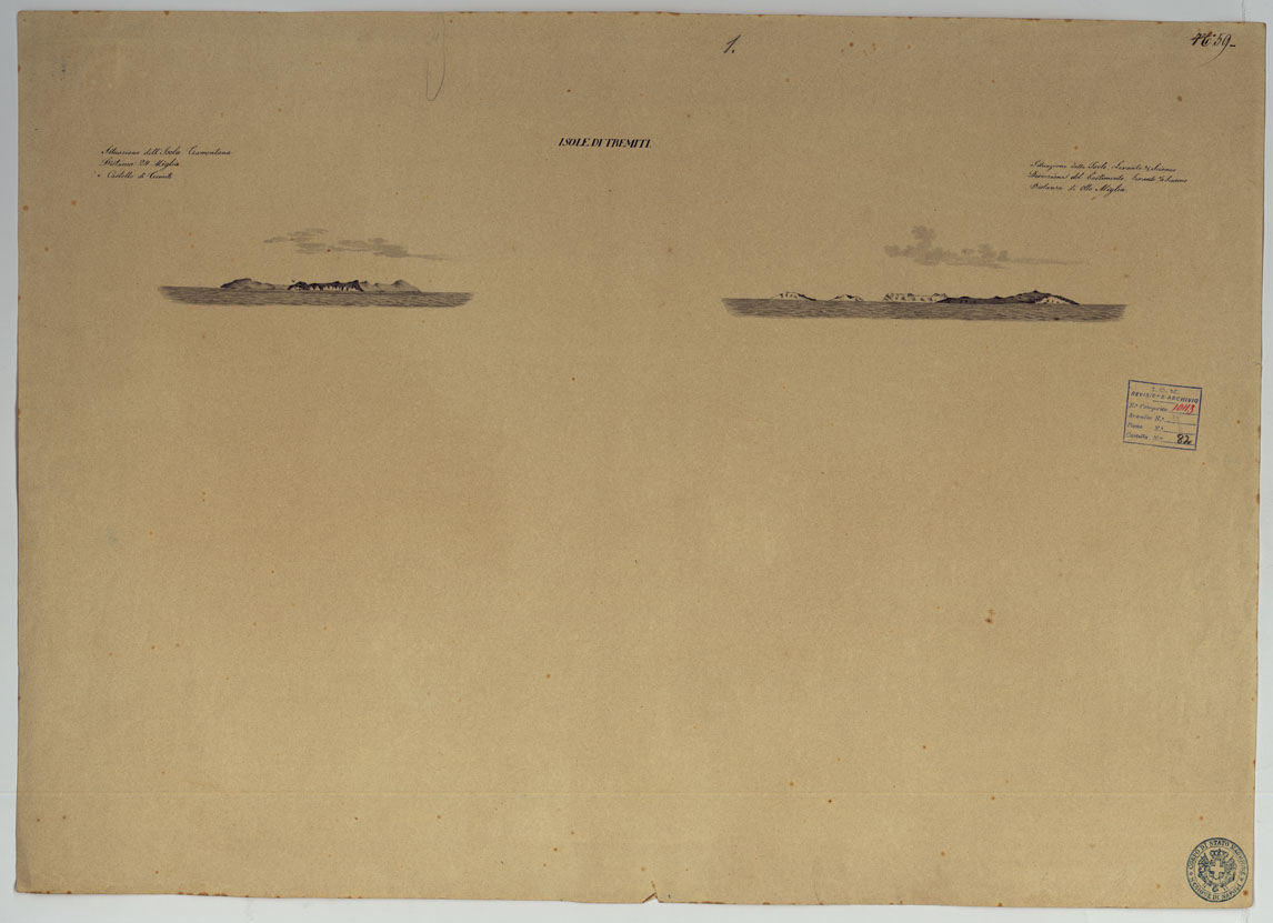 (N:14111) Vedute delle Isole Tremiti, di Corf e di Paxo -Vedute - Foglio 59-I (CA006816) Carte e stampe antiche: riproduzione digitale a 300 DPI
