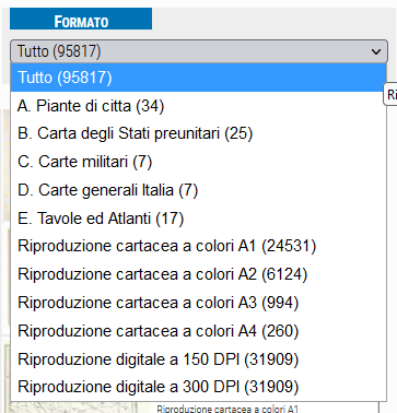 Carte antiche - filtro per formato Carte antiche - filtro per formato
