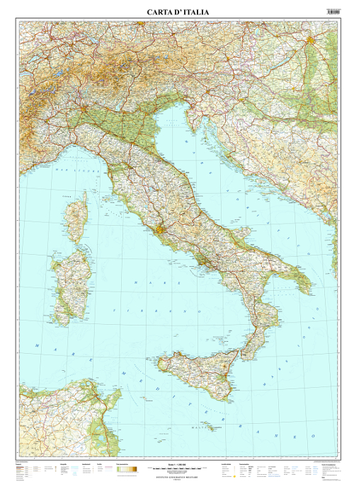 RARO Rotolo mappa Italia, geografia della mappa della scuola